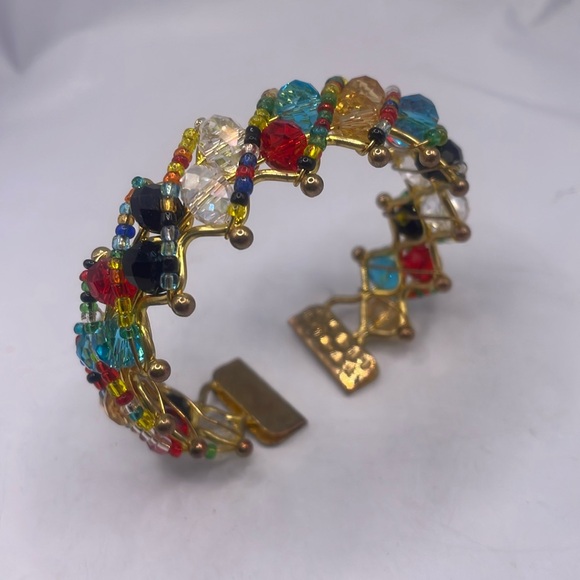 Glass bead crystal encrusted cuff bracket - Picture 1 of 5